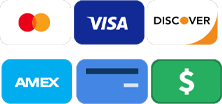 MasterCard, VISA, Discover, American Express, Checks and Cash